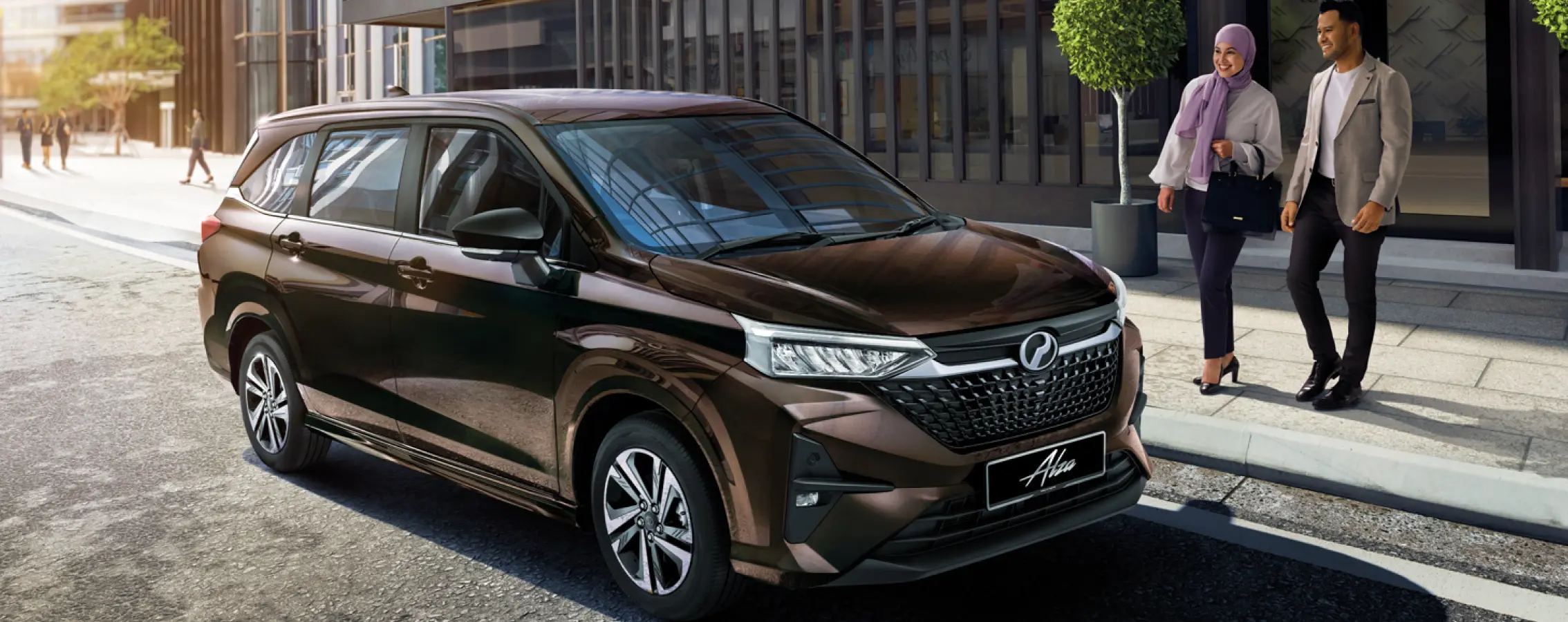 Perodua car shark-fin antenna on a smooth roof panel, a neat modern touch.