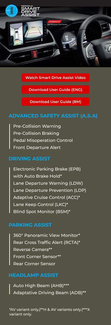 Perodua interior material close-up showing stitching and trim.