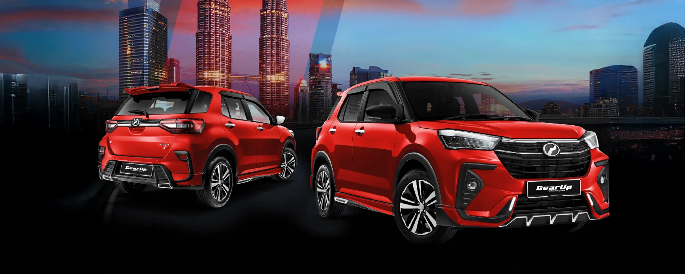 Perodua car with side glass catching the light, clear visibility and neat window outlines.