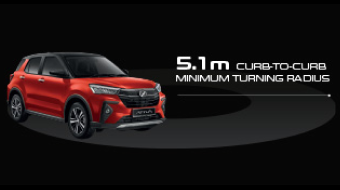 5.1m curb-to-curb minimum turning radius | Perodua Ativa - 5 Seater SUV