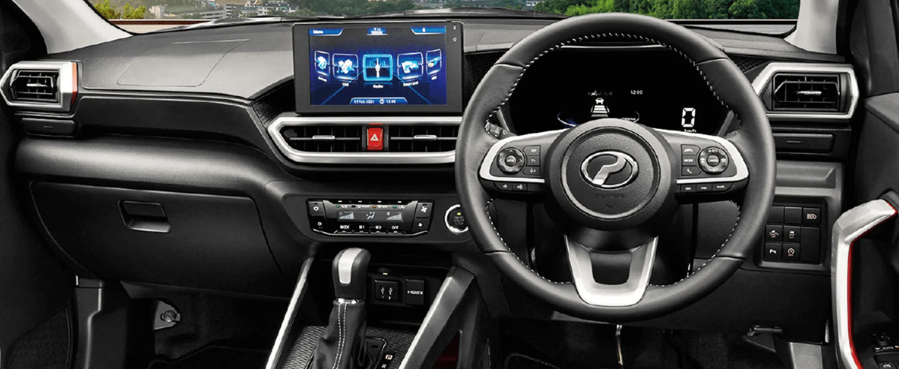 Perodua car boot side cubby with strap, small items held steady on the move.