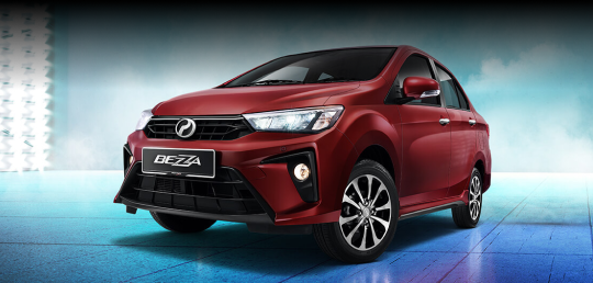 Perodua car in bright studio light, a straightforward design showcase.