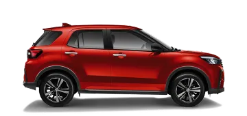 Perodua car side profile in soft light, balanced proportions for easy comparison.