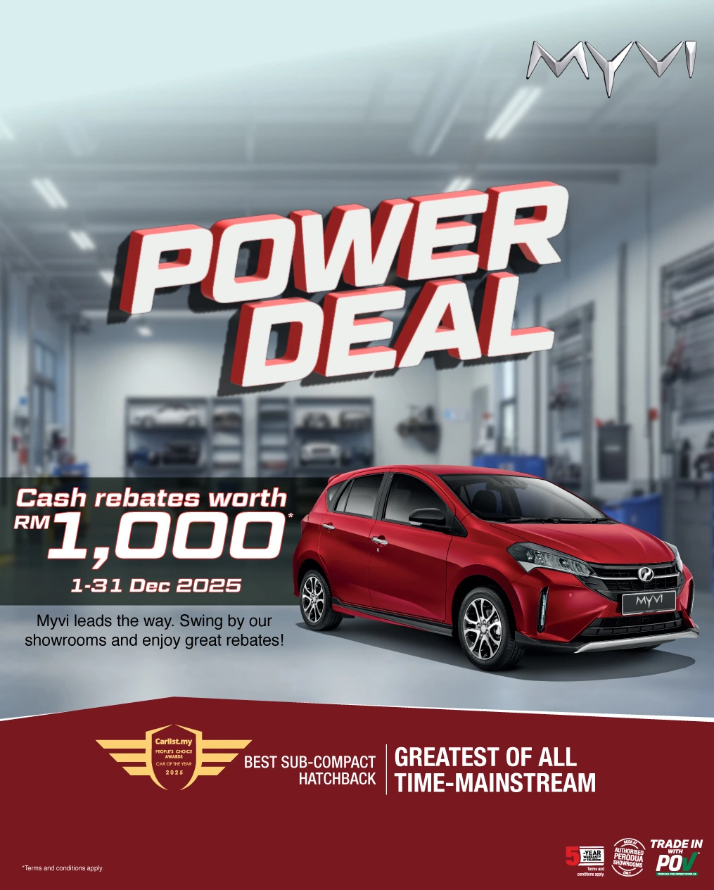 Perodua car in a minimalist studio hero pose for clarity and focus.